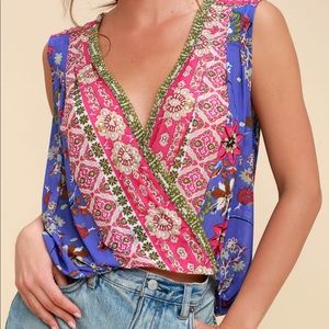 Free people floral Havana wrap bubble top
